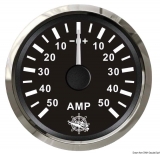 Amperemeter 50-0-50 Anzeige schwarz Blende poliert Amperemeter 50-0-50 Anzeige schwarz Blende poliert