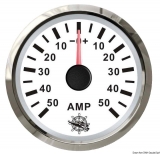Amperemeter 50-0-50 Anzeige weiß Blende poliert Amperemeter 50-0-50 Anzeige weiß Blende poliert