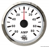 Amperemeter 80-0-80 Anzeige weiß Blende poliert Amperemeter 80-0-80 Anzeige weiß Blende poliert