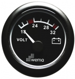 Voltmeter Spannungsanzeige WEMA Serie Black White schwarz 18 bis 32V Voltmeter Spannungsanzeige WEMA Serie Black White schwarz 18 bis 32V
