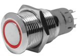 NIRO Druckschalter mit LED Ring 18mm Rot Taster 12V NIRO Druckschalter mit LED Ring 18mm Rot Taster 12V