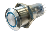 NIRO Druckschalter mit LED Ring 18mm Blau Taster 12V NIRO Druckschalter mit LED Ring 18mm Blau Taster 12V
