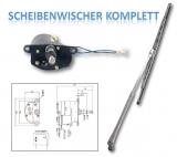 Scheibenwischersatz mit Motor, Arm und Wischerblatt (Niro 316) Wischerarm 300mm Alpha