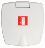 Feuerlscherfach aus ABS wei Auen 87x94mm Version Mit Feuerlscher-Zeichnung